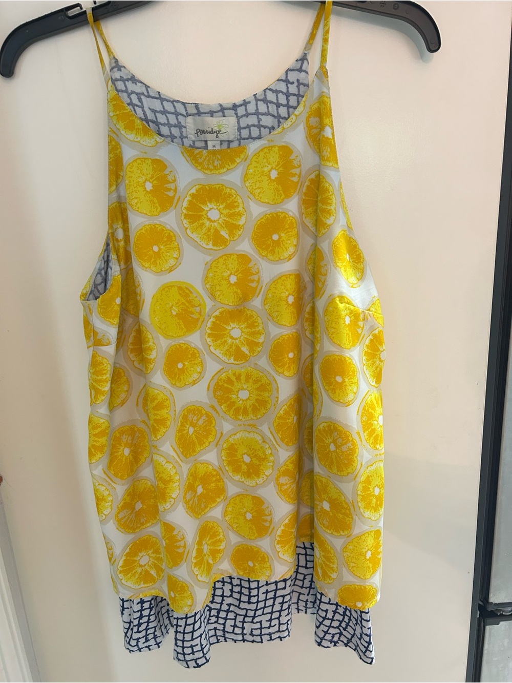 Anthropologie Yellow Citrus Print Tank Top M Summer Vacation Coastal Chic Blouse